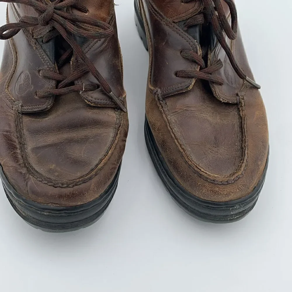 Vintage Timberland brown leather lace up boat shoes